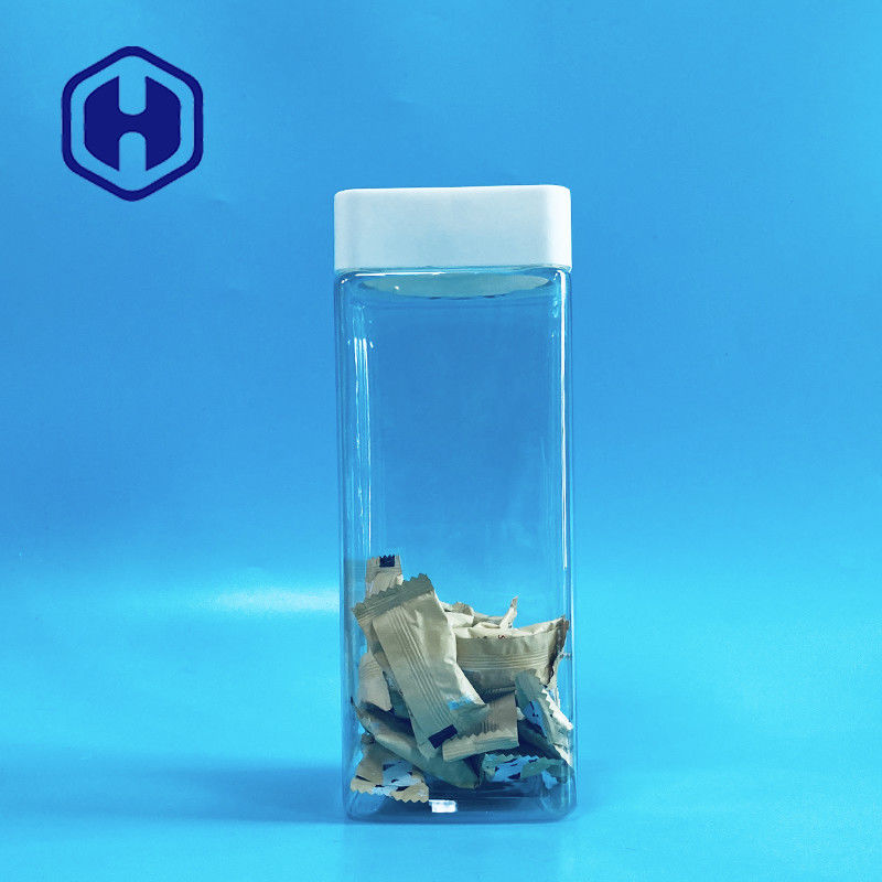 ขวดพลาสติกทรงสี่เหลี่ยมขนาด 1140 มล. สกรูบาร์ขนมหวานเกรดอาหารพร้อมหลักฐานการรั่วซึม