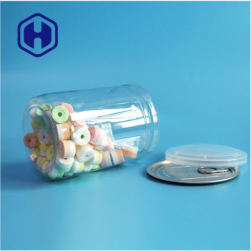 500 มล 17 oz ซุปเปอร์มาร์เก็ต แพคเกจใส PET พลาสติกกระป๋องกับปลายอัลลูมิเนียมเปิดง่าย