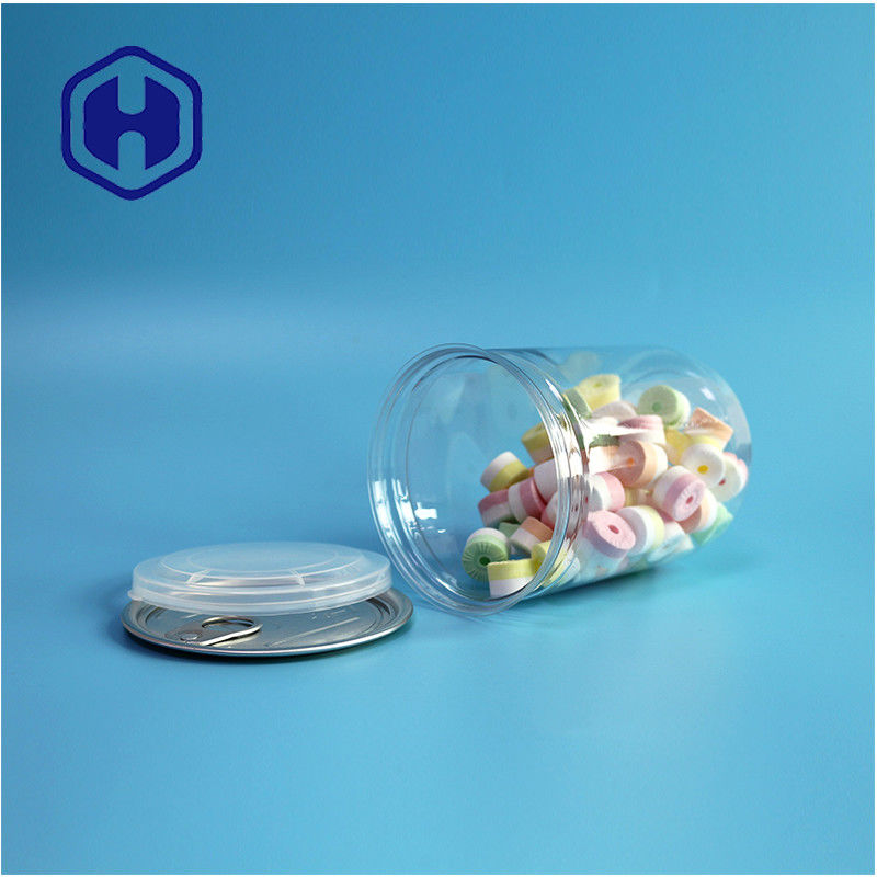 500 มล 17 oz ซุปเปอร์มาร์เก็ต แพคเกจใส PET พลาสติกกระป๋องกับปลายอัลลูมิเนียมเปิดง่าย