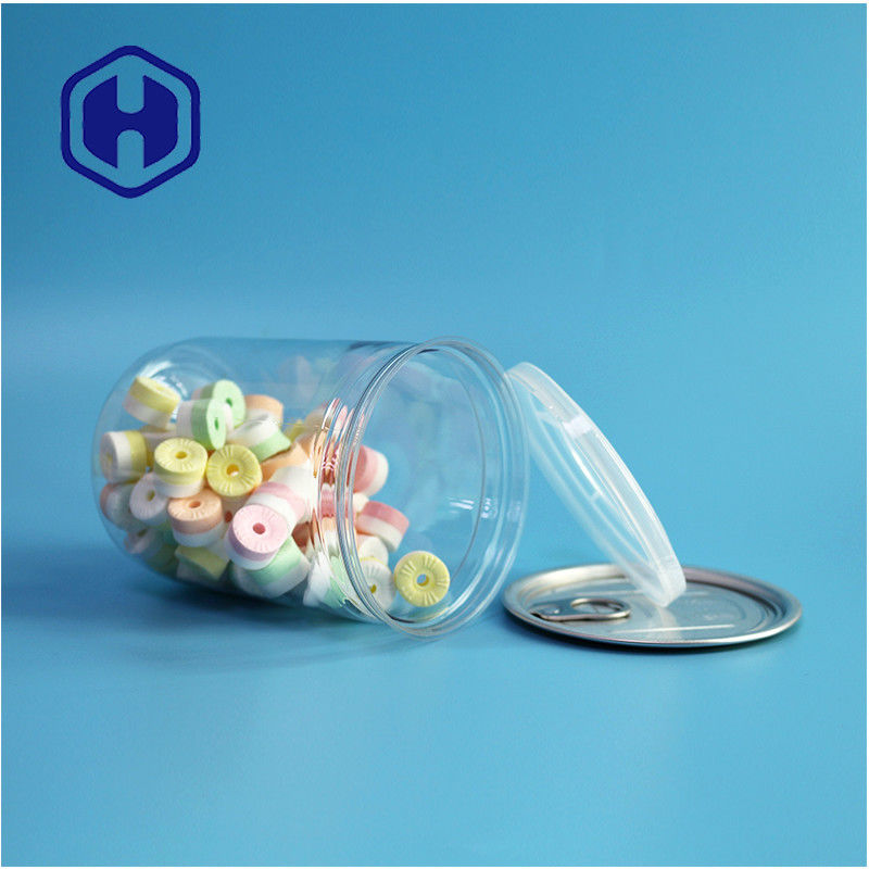 500 มล 17 oz ซุปเปอร์มาร์เก็ต แพคเกจใส PET พลาสติกกระป๋องกับปลายอัลลูมิเนียมเปิดง่าย