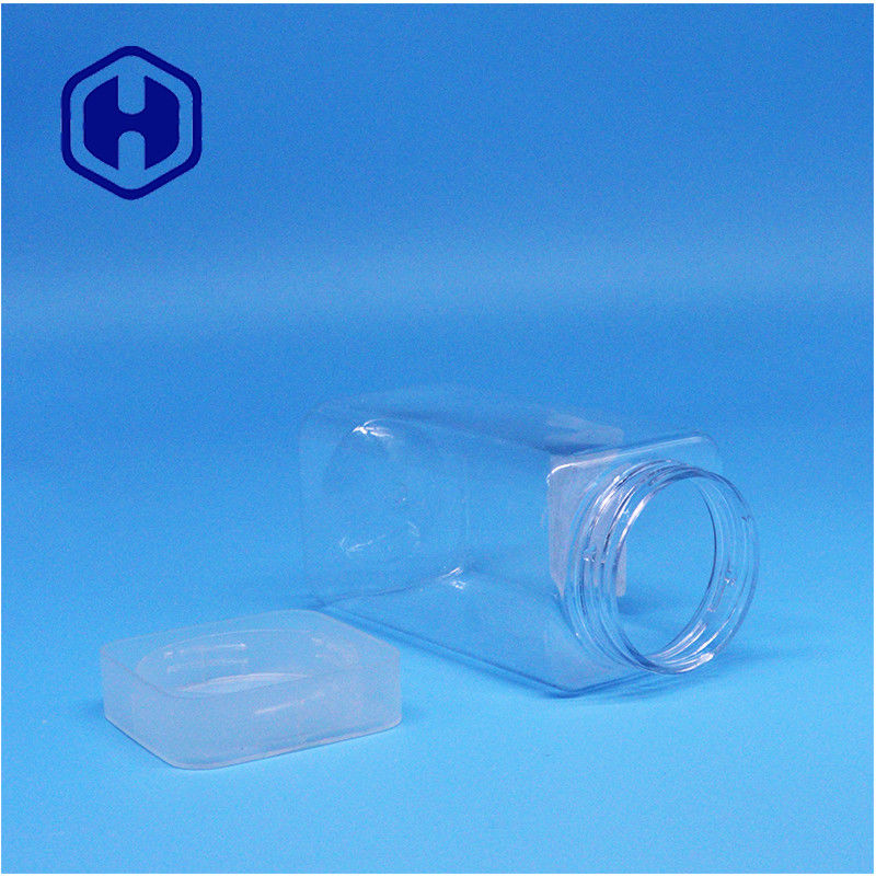 กระป๋องพลาสติก PET ชัดเจนสี่เหลี่ยมน้ํามันถั่ว เจลลี่ ใบชา