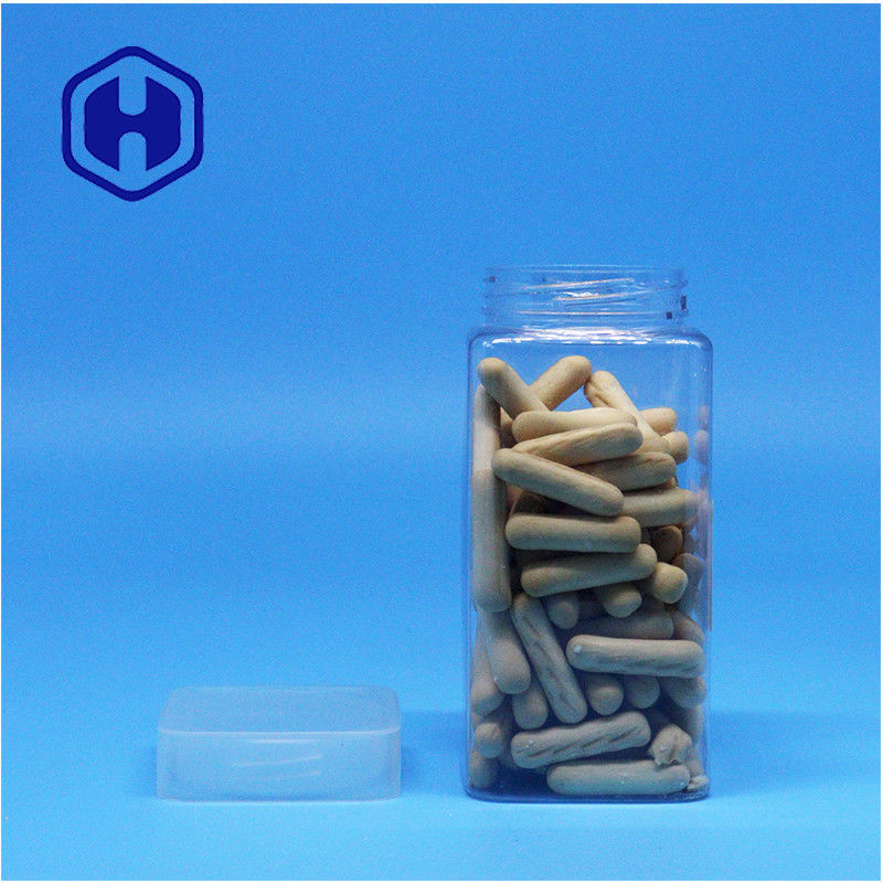 กระป๋องพลาสติก PET ชัดเจนสี่เหลี่ยมน้ํามันถั่ว เจลลี่ ใบชา