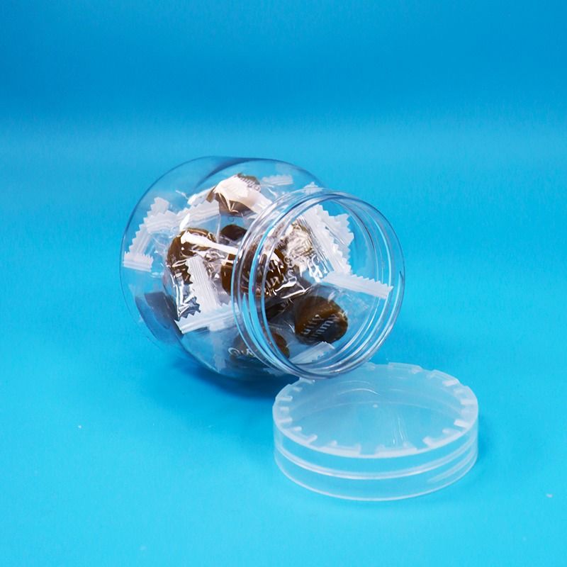 ขวดพลาสติก PET ใสสำหรับใส่ขนม คุกกี้ ขนาดเล็ก พร้อมฝาเกลียวกันการงัดแงะสำหรับอาหาร