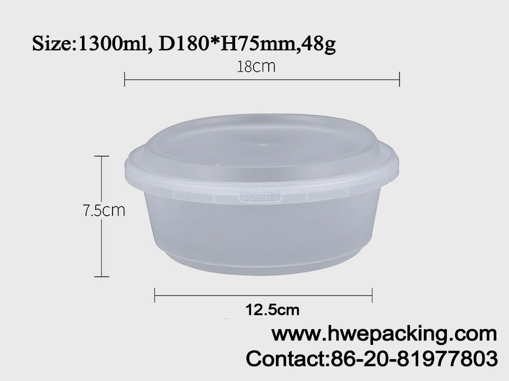 Thermoformed IML Fast Food Take Away บรรจุภัณฑ์ถาดพลาสติกพร้อมฝาปิด 1300ml Leak Proof