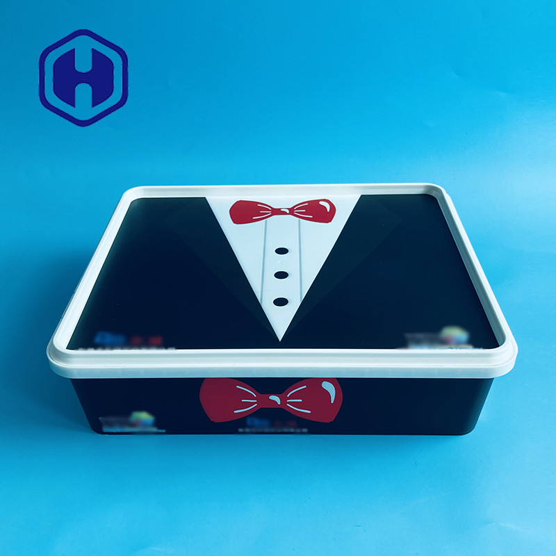 สี่เหลี่ยมผืนผ้า IML ภาชนะพลาสติก ของขวัญคริสต์มาส กล่องของขวัญ วันหยุด เสื้อ แจ็คเก็ต กระโปรง ถุงมือ แพ็คเกจเสื้อยืด