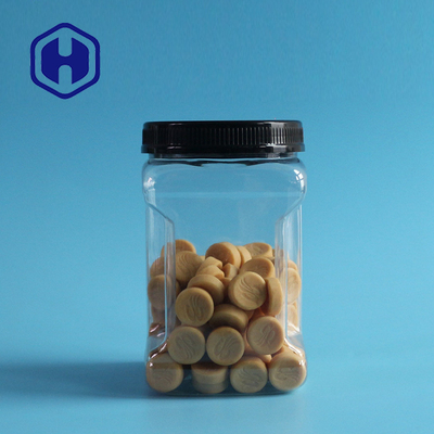 850ml Bpa ฟรีขวดจับพลาสติกสี่เหลี่ยมพร้อมฝาปิดบรรจุภัณฑ์อาหาร PET