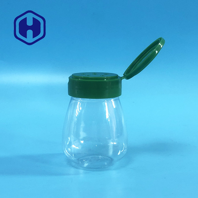 ขนาดเล็กเกลือพริกกลม PET ข้างว่างพลาสติกเครื่องเทศ Jar 100 มิลลิตร Flip Top Lids 6 หลุม