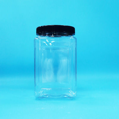 กระป๋องบรรจุใส รูปทรงสี่เหลี่ยม พลาสติก PET ใบปิดดํา สําหรับอาหาร