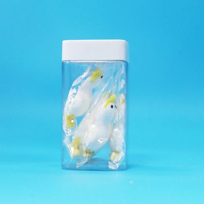 Square White Lid Transparent Empty PET Plastic Food Candy Cookies Jar Food Grade เครื่องขนมขนม