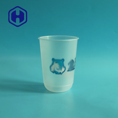 IML PP การพิมพ์แบบกำหนดเอง U รูปร่างนมฟองชาถ้วยพลาสติกสำหรับน้ำผลไม้กาแฟเย็น