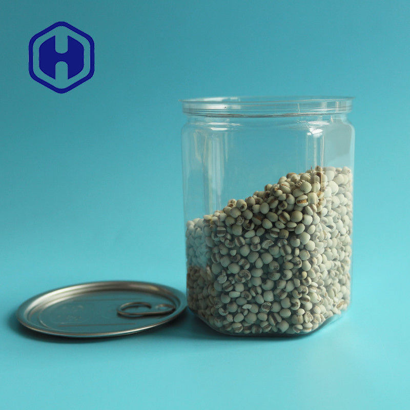 หกเหลี่ยม 520ml Bpa ฟรีเปิดง่าย PET พลาสติกเปล่าสำหรับบรรจุภัณฑ์อาหารจำนวนมาก