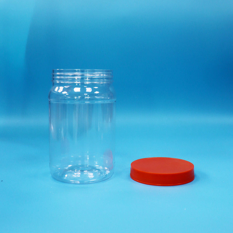 ใส PET พลาสติกกลม อาหาร ของหวาน ขนมหวาน ขนมขนมกระป๋อง กระป๋อง หมวกสกรูสีแดง