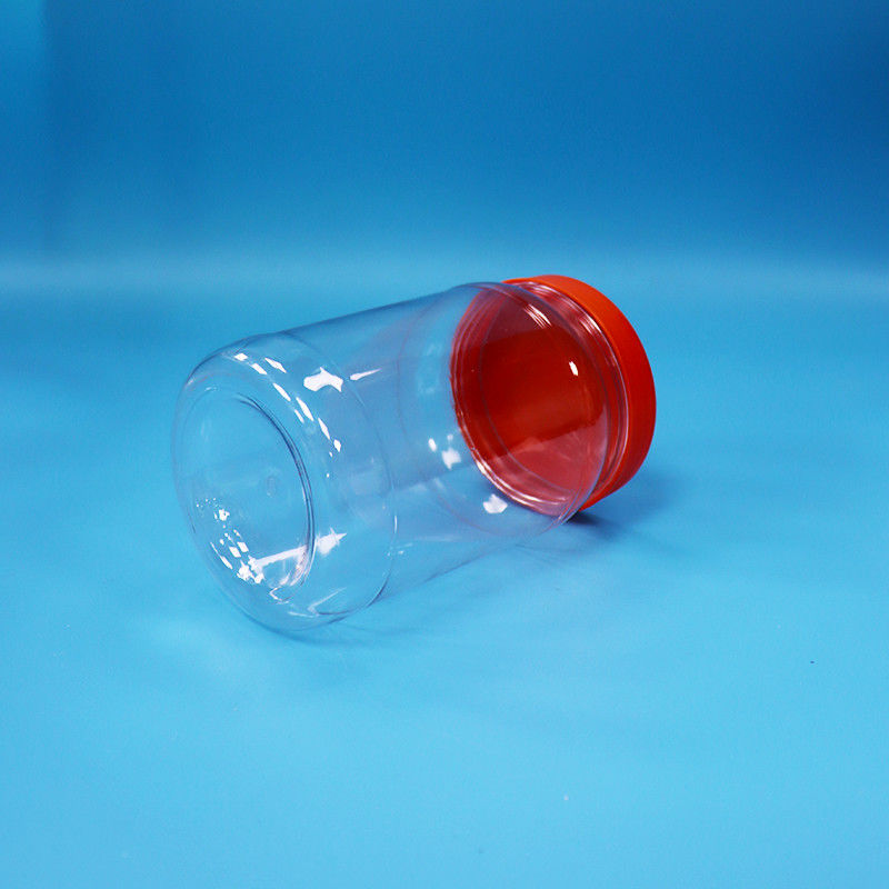 ใส PET พลาสติกกลม อาหาร ของหวาน ขนมหวาน ขนมขนมกระป๋อง กระป๋อง หมวกสกรูสีแดง