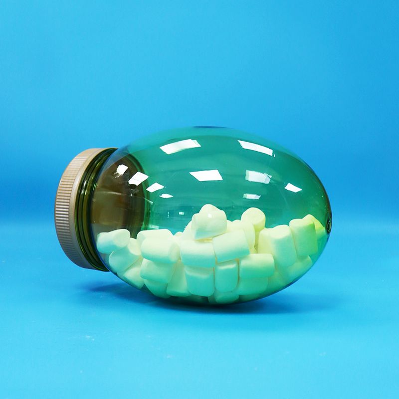 ขวดโหลพลาสติกใส PET ทรงเฉพาะตัวสำหรับอาหาร เกรดอาหาร ถั่ว พิสตาชิโอ ลูกอม ฝาเกลียวแบน