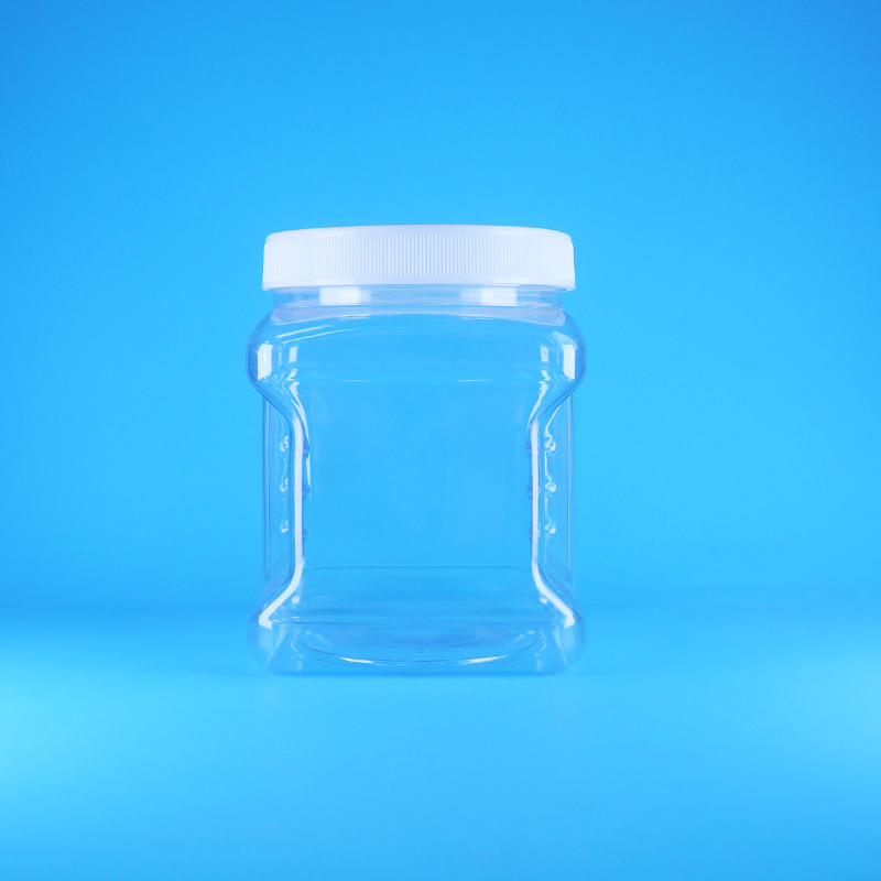 ขวดโหลพลาสติกใสแบบมีฝาเกลียว PET แบบไร้อากาศ ทรงเหลี่ยม สำหรับขนมหวาน ถั่ว ผลไม้ อาหารเด็ก