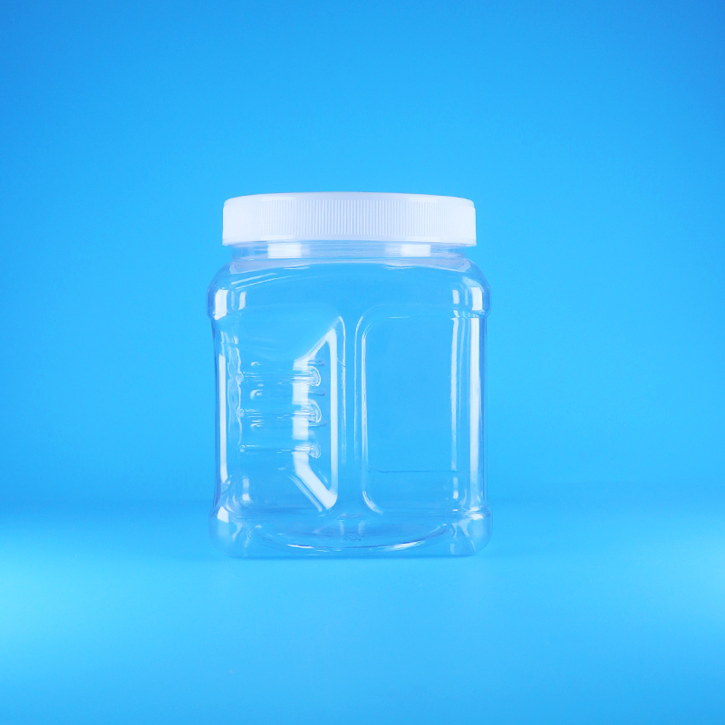 ขวดโหลพลาสติกใสแบบมีฝาเกลียว PET แบบไร้อากาศ ทรงเหลี่ยม สำหรับขนมหวาน ถั่ว ผลไม้ อาหารเด็ก