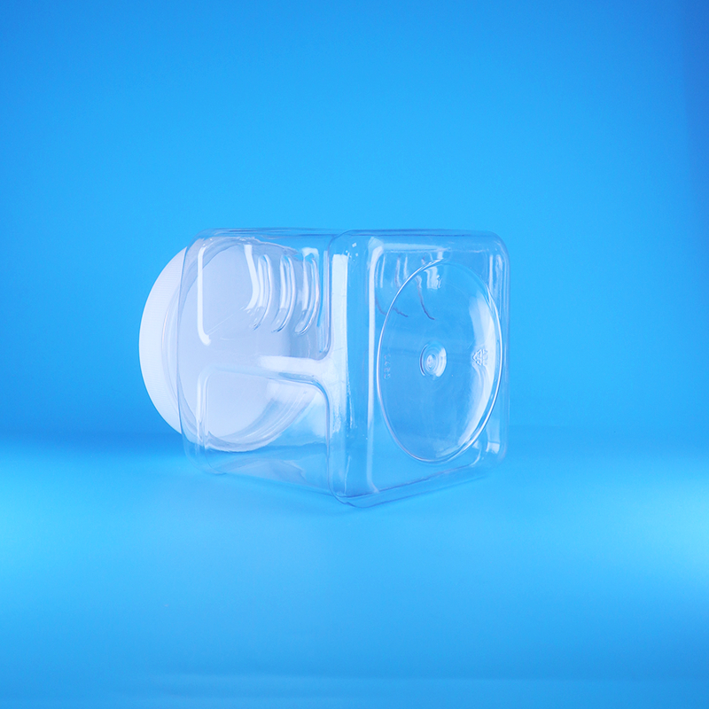 ขวดโหลพลาสติกใสแบบมีฝาเกลียว PET แบบไร้อากาศ ทรงเหลี่ยม สำหรับขนมหวาน ถั่ว ผลไม้ อาหารเด็ก