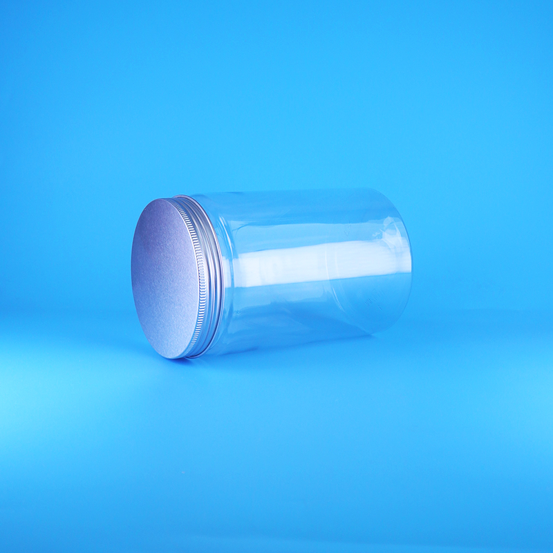 โถพลาสติก PET ใส ปากกว้าง สำหรับใส่ถั่ว อาหาร ลูกอม ทรงสูง กลม พร้อมฝาเกลียวแบน