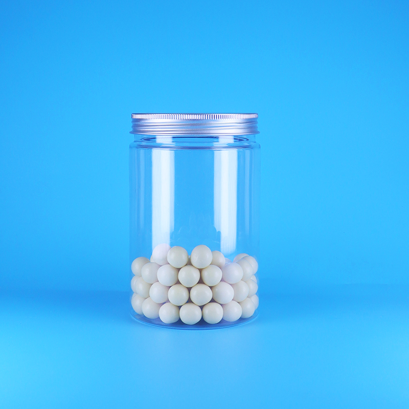 ขวดโหลพลาสติก PET ปากกว้างใส สำหรับอาหารเด็ก ลูกอม ทรงสูง กลม ฝาแบนอะลูมิเนียม