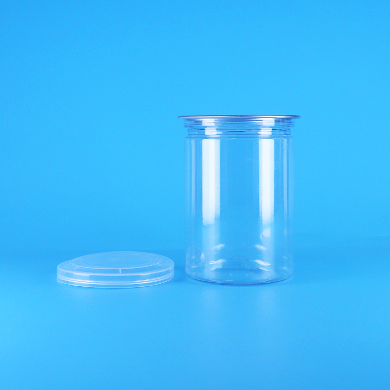 กระปุกขนมโยเกิร์ตอาหารเด็กพลาสติก PET ใสทรงกลม ปราศจากสาร BPA พร้อมฝา PE