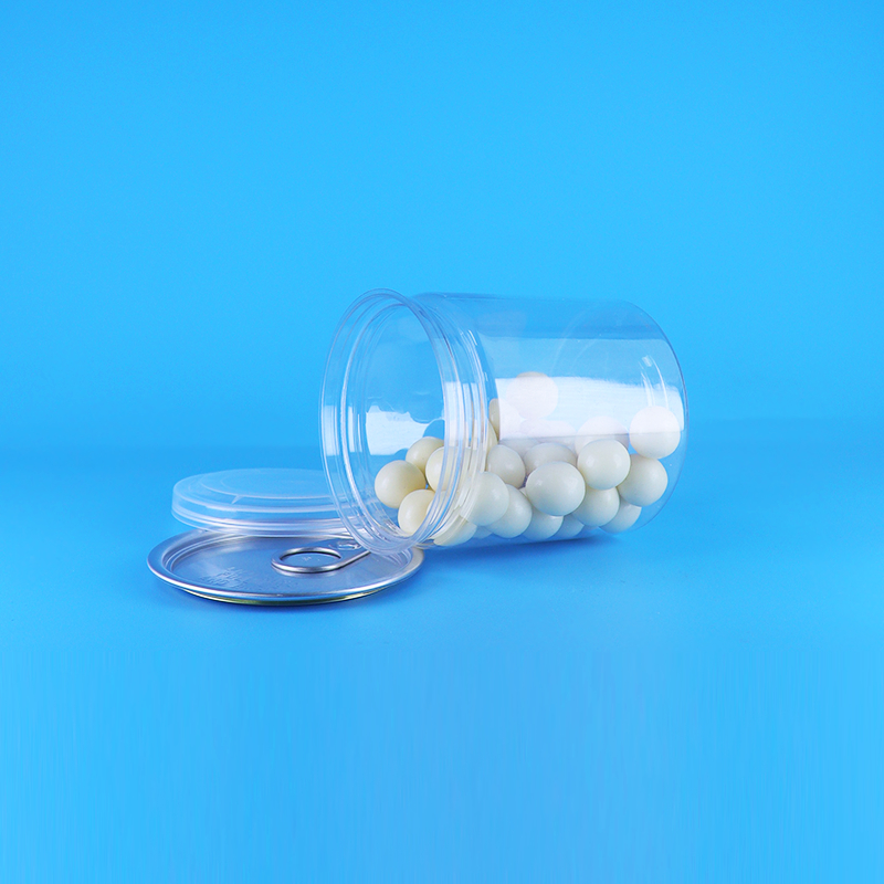 ป้องกันการรั่ว ง่าย เปิดฝาใส กลม อาหารว่าง ของหวาน กระป๋องพลาสติก PET