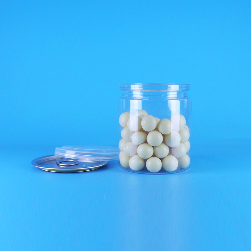 ป้องกันการรั่ว ง่าย เปิดฝาใส กลม อาหารว่าง ของหวาน กระป๋องพลาสติก PET