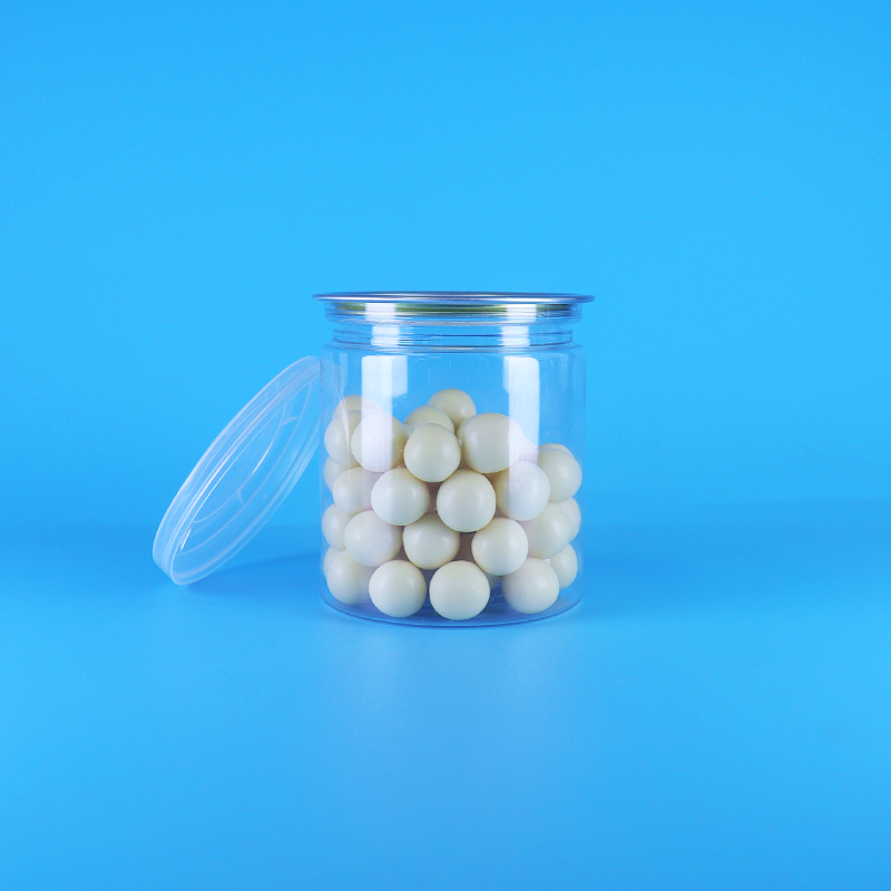 ป้องกันการรั่ว ง่าย เปิดฝาใส กลม อาหารว่าง ของหวาน กระป๋องพลาสติก PET