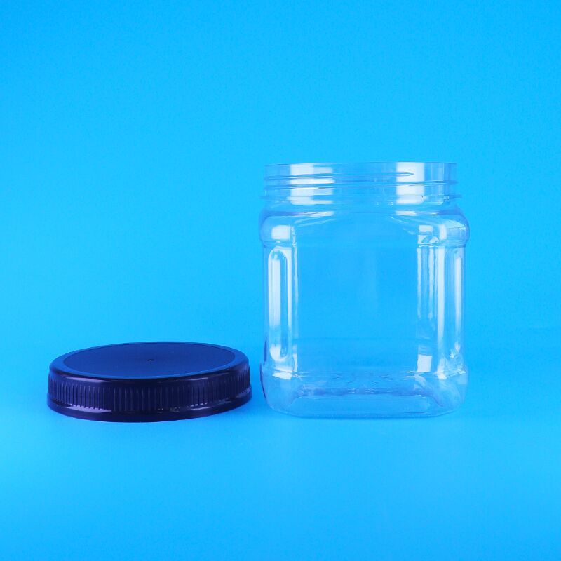 ขวดโหลพลาสติกใสทรงเหลี่ยม ฝาเกลียวสุญญากาศ สำหรับเก็บขนม ถั่วลูกเกด ถั่วปากอ้า เมล็ดสน