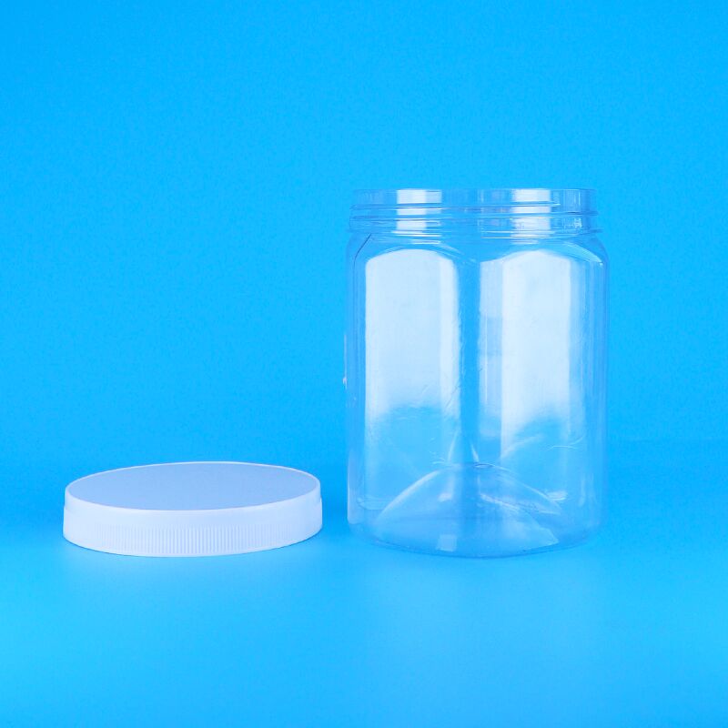 รูปทรงหกเหลี่ยม กระปุกพลาสติก PET ชัดเจน ผักกาด แป้งฝรั่งต้มแห้ง กระปุกขาว ปิดเรียบ