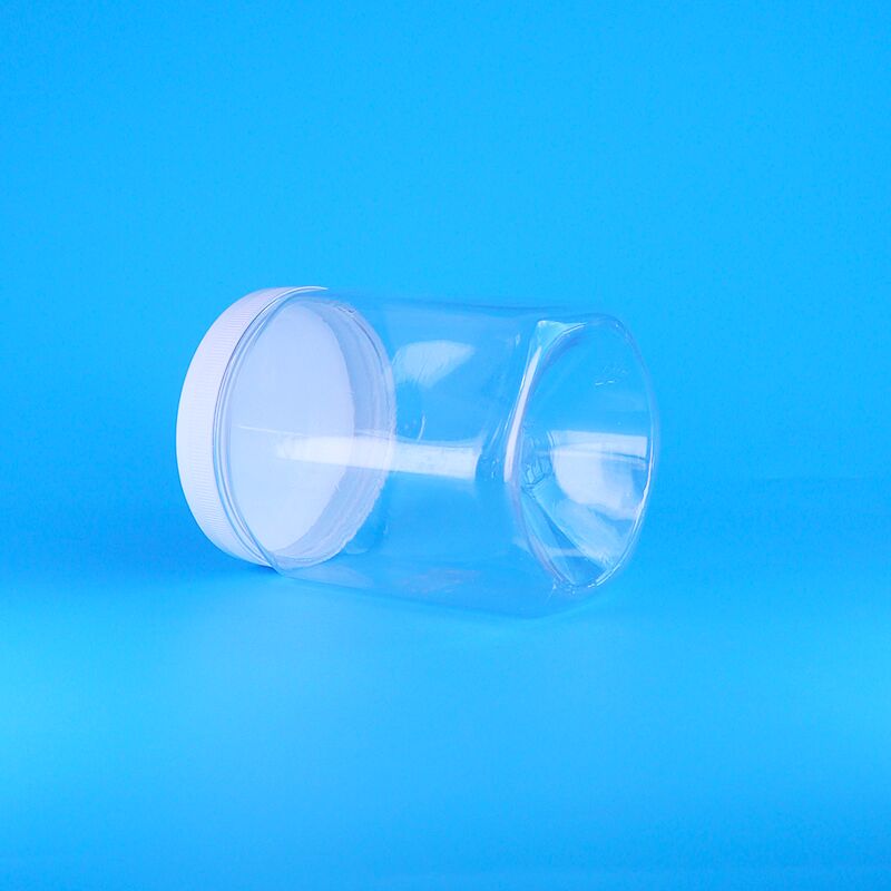 รูปทรงหกเหลี่ยม กระปุกพลาสติก PET ชัดเจน ผักกาด แป้งฝรั่งต้มแห้ง กระปุกขาว ปิดเรียบ