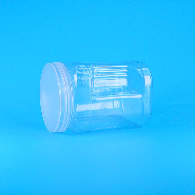 ขวดโหลพลาสติกใสสำหรับเก็บของสัตว์เลี้ยง รูปทรงสี่เหลี่ยม พร้อมที่จับ สำหรับบิสกิต นม อินทผาลัม แครนเบอร์รี คุกกี้