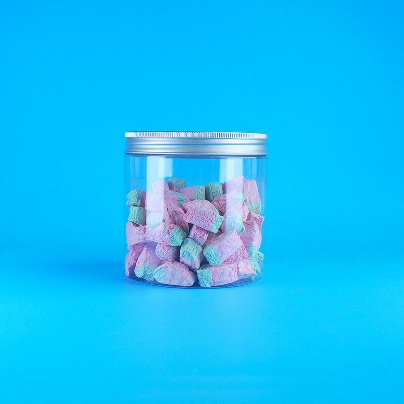 โถพลาสติก PET ใส พร้อมฝาเปิดง่าย อะลูมิเนียมทรงกลม สำหรับอาหาร ลูกอม คุกกี้ ชาหอมมะลิ