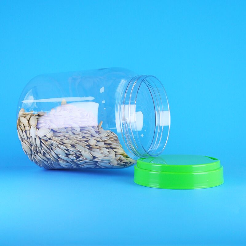 ขวดโหลพลาสติก PET ทรงกลม ฝาเกลียว แบน สำหรับใส่ขนม อาหารใส กาแฟ อาหารแห้ง
