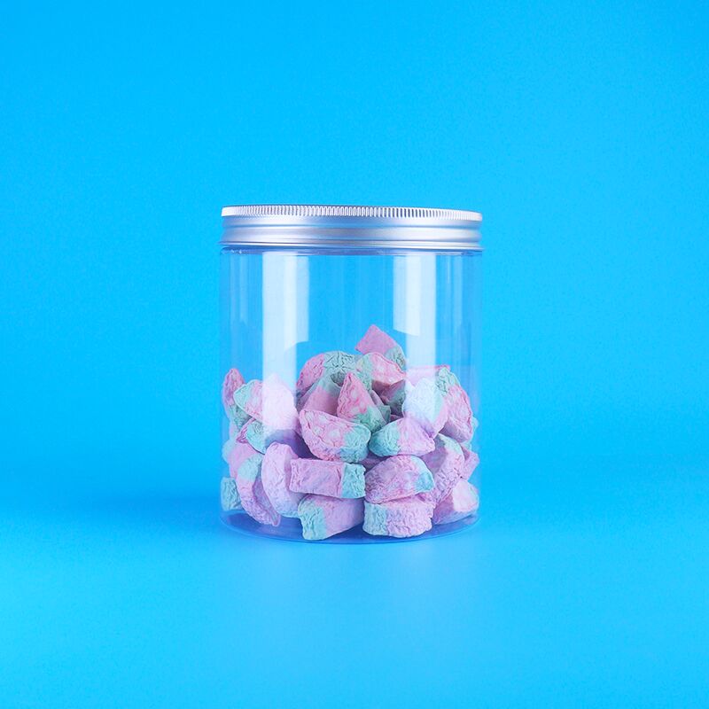 ชัดเจน PET พลาสติกกลม Jar พลัม แคนดี Skittles ผลไม้เจลลี่ Mung ถั่วเค้ก กลมปิด