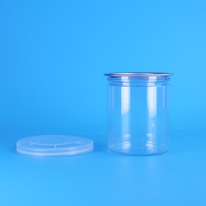 Well Sealing Custom Design Easy Open Lid Small Clear PET Plastic Can For Nuts Baby Food