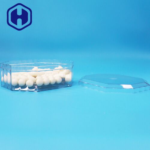 กล่องบรรจุภัณฑ์ทรงแปดเหลี่ยมพลาสติก PET สำหรับขนมผลไม้อบแห้ง ถั่ว คุกกี้ เกรดอาหาร