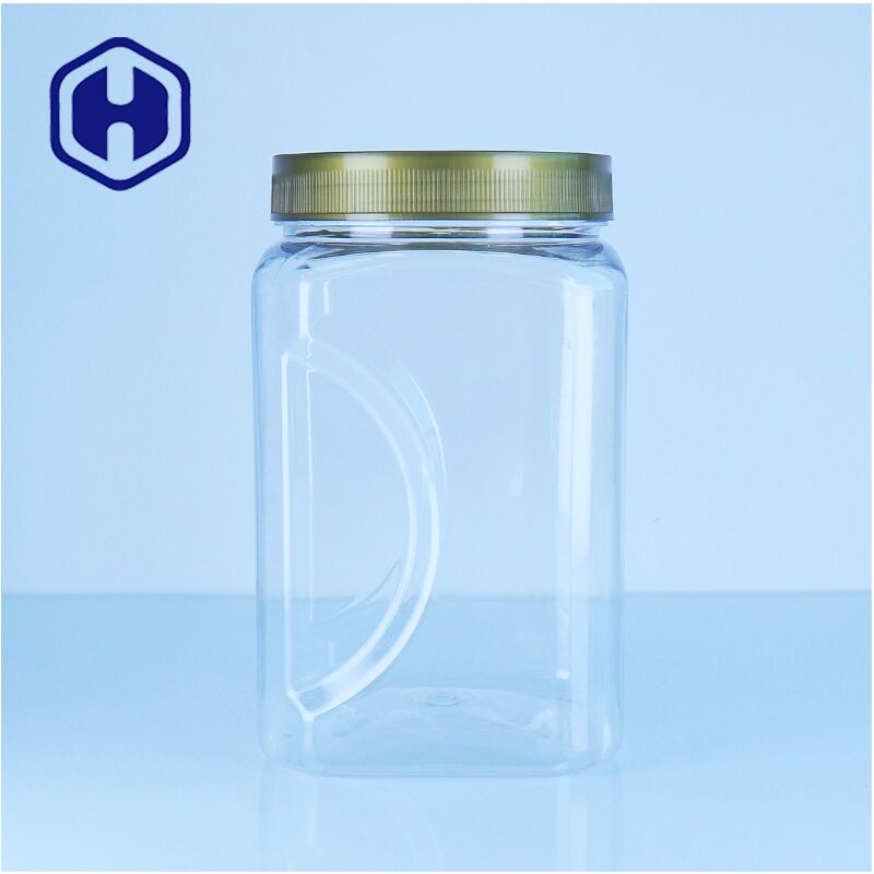 สี่เหลี่ยม PET พลาสติกน้ําผึ้ง Jar ปิดเรียบ เกรดอาหาร Bpa ฟรี ง่าย Pour สีสาน Snack