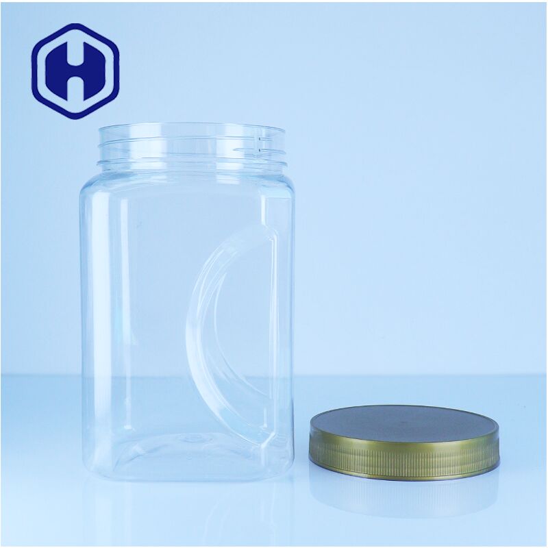 สี่เหลี่ยม PET พลาสติกน้ําผึ้ง Jar ปิดเรียบ เกรดอาหาร Bpa ฟรี ง่าย Pour สีสาน Snack