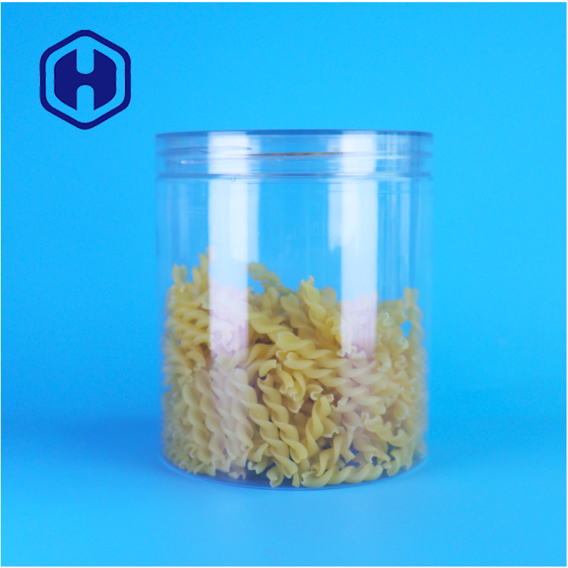 BPA ฟรี Clear Screw Top Cap PET Custom Jar สําหรับอาหารสัตว์เลี้ยงแห้ง เค้กผลไม้แห้ง การบรรจุอาหาร