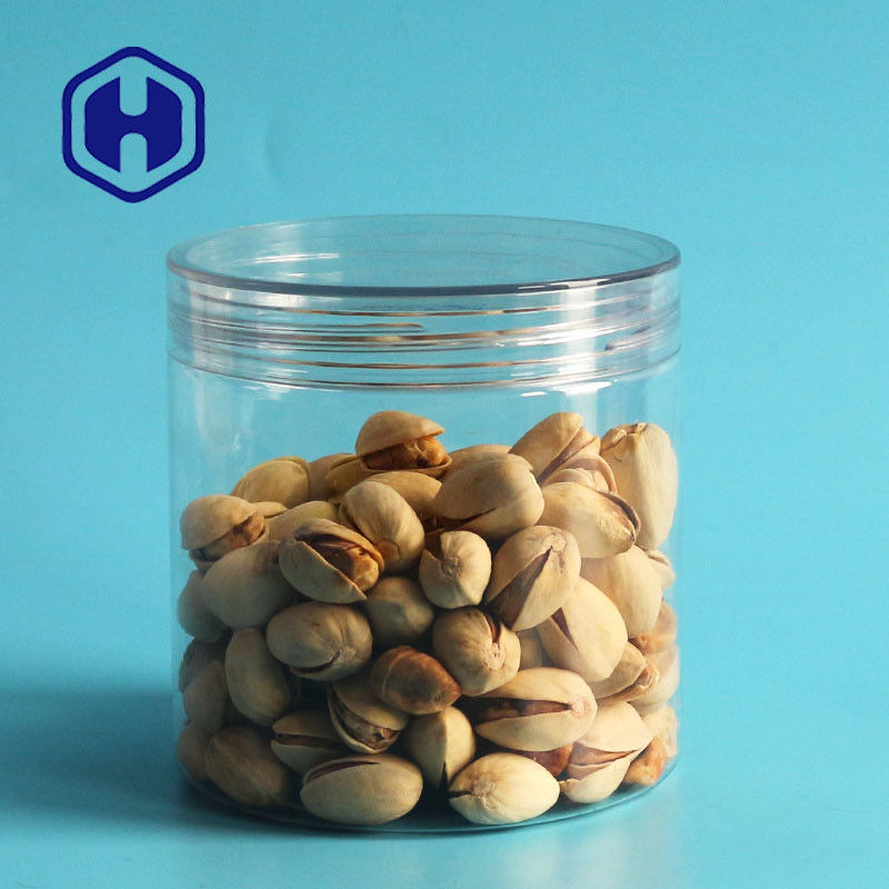 กระป๋องพลาสติกใสสุญญากาศถั่วลิสงปากกว้างสัตว์เลี้ยงแหวนกลมดึง Eoe พร้อมฝาเกลียว