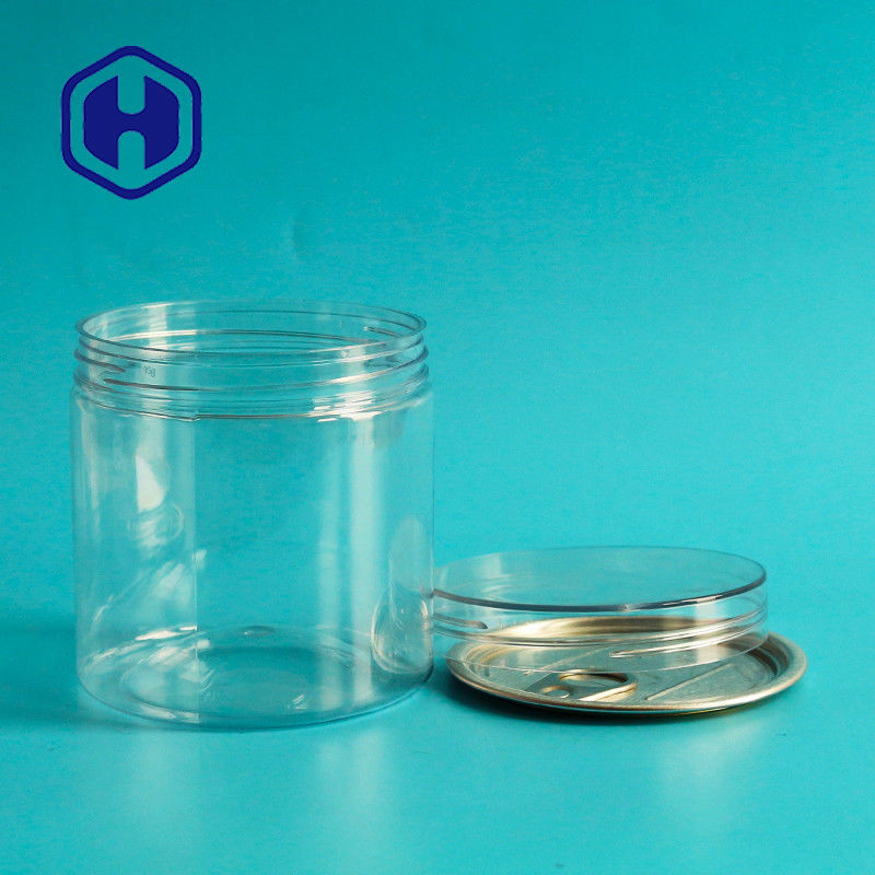 กระป๋องพลาสติกใสสุญญากาศถั่วลิสงปากกว้างสัตว์เลี้ยงแหวนกลมดึง Eoe พร้อมฝาเกลียว