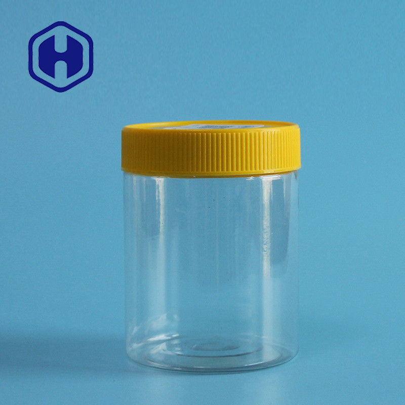 Bpa ฟรีถั่วขวดพลาสติกกันรั่ว 350 มล. PET ใสตรงกลมพร้อมฝาปิด