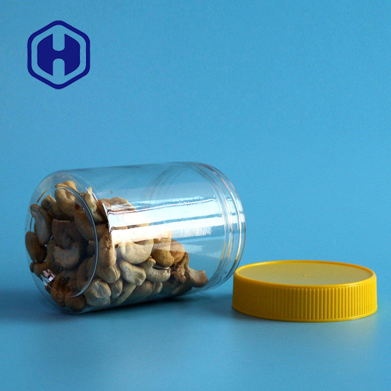 Bpa ฟรีถั่วขวดพลาสติกกันรั่ว 350 มล. PET ใสตรงกลมพร้อมฝาปิด