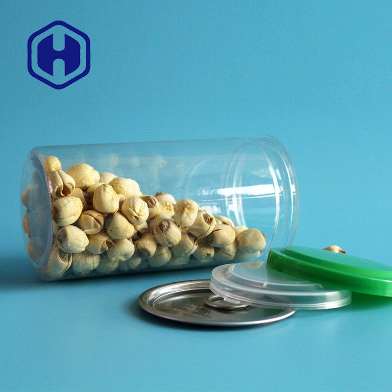 211 # 440ml พลาสติกใสกระป๋องเมล็ดช็อกโกแลตบิสกิตบาร์เปิดง่าย PET Can