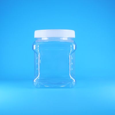 ขวดโหลพลาสติกใสแบบมีฝาเกลียว PET แบบไร้อากาศ ทรงเหลี่ยม สำหรับขนมหวาน ถั่ว ผลไม้ อาหารเด็ก