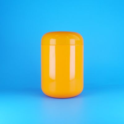 ขวดโหลพลาสติก PET ทรงกลมสีส้ม ปิดสนิท สำหรับคุกกี้ สายไหม ฝาเกลียวสีส้ม