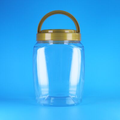 โถเก็บของพลาสติก PET ใส ฝาปิดทรงเหลี่ยม พร้อมหูจับ สำหรับคุกกี้ ผลไม้อบแห้ง บะหมี่