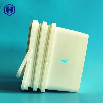 ถัง IML สีขาวพิมพ์โลโก้ที่กำหนดเองจับคู่ภาชนะบรรจุอาหารที่ว่างเปล่า